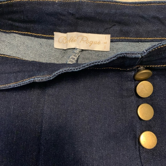 Belle Poque, buttons décora jean shorts high waist mid-thigh - Picture 4 of 6